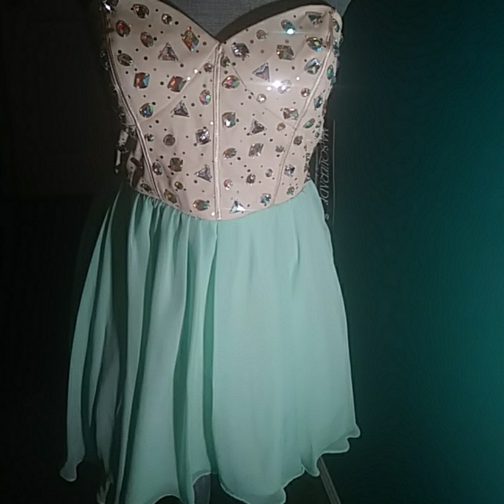 Mint green chiffon with beaded gems